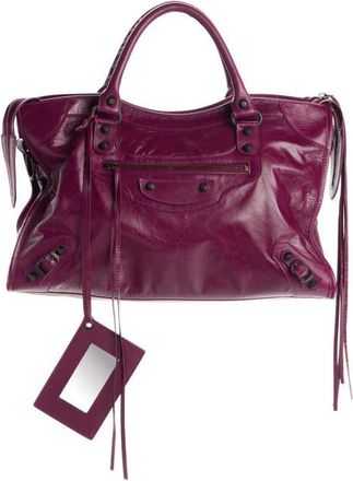 Balenciaga Medium Le City Leather Satchel in Plum/biscuit at Nordstrom