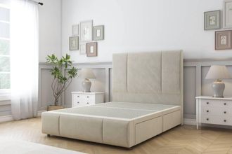 Sloomy Lisbon Plush Divan Base 2 Drawers - 26 Headboard & 12 Footboard in Cream | Size: Single