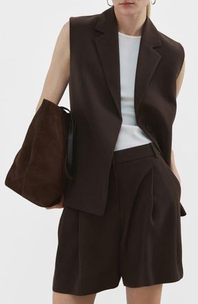Mango Notch Lapel Vest in Brown at Nordstrom, Size Medium