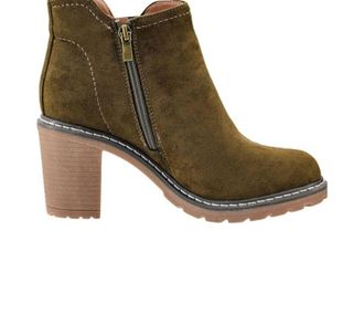 Corkys Footwear Womens Bite Me Booties In Khaki Faux Suede