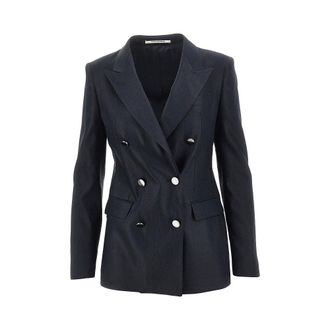 Tagliatore Parigi linen-blend double-breasted jacket Woman 44