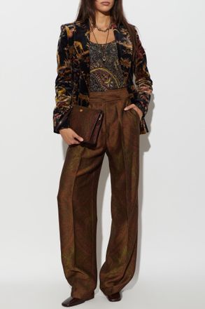 Etro Patterned Crease Trousers, Womens, Brown