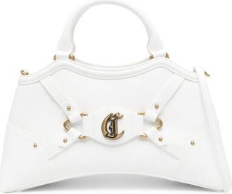 Just Cavalli Borsa tote con placca logo - Bianco