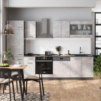 Vicco Mueble De Cocina R-line, Hormig&oacute;n/antracita, 300 Cm, Et Antracita