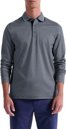 Bugatchi Mercerized Cotton Long Sleeve Polo in Navy at Nordstrom, Size Xx-Large