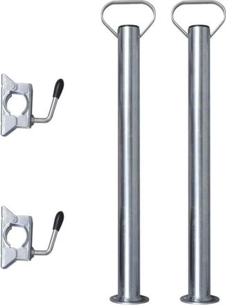 vidaXL 2 Tubos De Soporte Con 2 Abrazaderas Para Rueda Jockey De 48 Mm Vidaxl