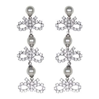 Self Portrait Bow Tiered Pearl Earrings