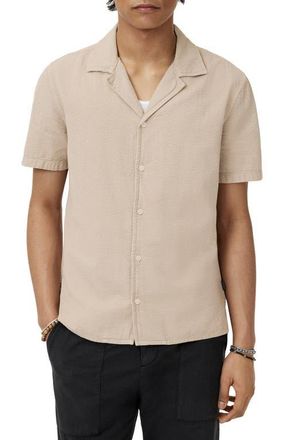 John Varvatos Dan Seersucker Camp Shirt in Smoked Pearl Grey at Nordstrom, Size X-Small