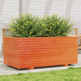 vidaXL Jardinera Madera Maciza De Pino Marr&oacute;n Cera 110x60x49,5 Cm Vidaxl