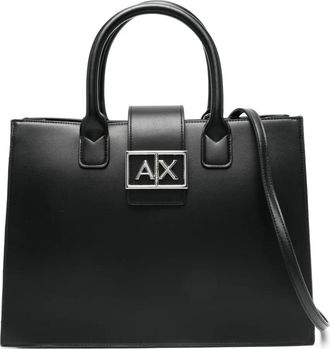 A|X Armani Exchange Borsa tote con placca logo - Nero