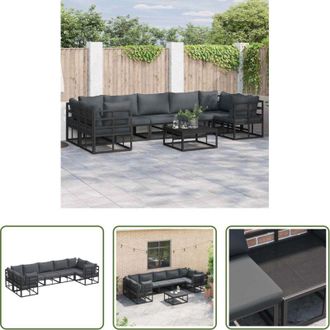 vidaXL vidaXL Cuscino per esterni - Set Divano da Giardino con cuscino 7 pcs Nero Alluminio