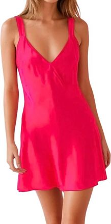 Le Lis Blanc Deux Shannon Sleeveless Satin Dress In Fuchsia
