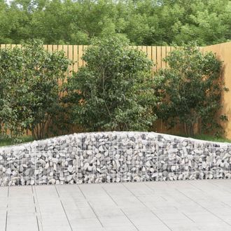 Berkfield Home Arched Gabion Baskets 2 pcs 400x30x40/60 cm Galvanised Iron in Silver