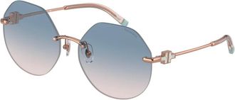 Tiffany & Co. Rose Gold Blue Pink Zonnebrillen - Dames - Zonnebrillen - Geel - 60 MM - Accessoires