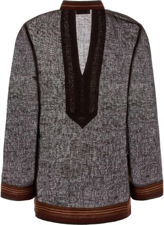 Tory Burch Womens Brown Linen Blouse 209 Exclusive Of Trim Maglie Sweater