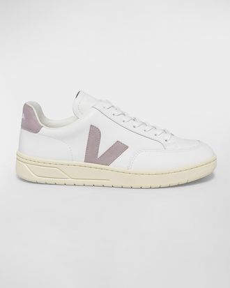 Veja V-12 Mixed Leather Low-Top Sneakers