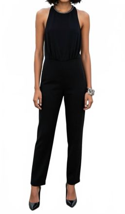 The Kooples Halter Back Jumpsuit With Chain Accent In Black