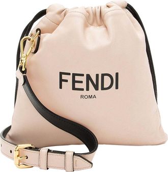 Fendi Fendi Pink Leather Logo Drawstring Shoulder Bag (Authentic Pre-Loved)