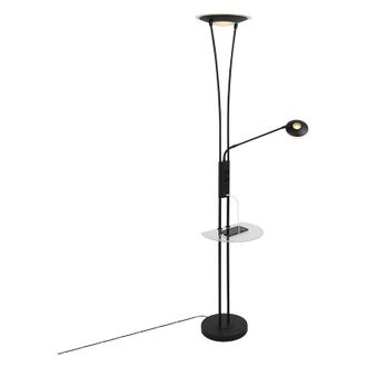 QAZQA Lampada da terra con braccioo de lettura sevilla - Moderno - Acciaio,Vetro - Nero - Oblungo (non sostituibile) led Max. 1 x 20 Watt - Qazqa