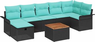 vidaXL Conjunto De Sof&aacute;s De Jard&iacute;n 8 Uds. Negro Polirat&aacute;n Vidaxl