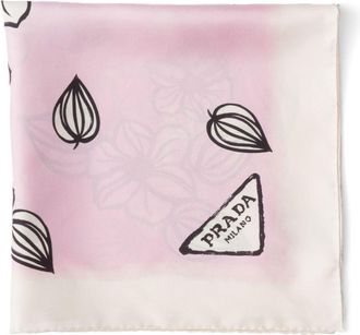 Prada floral-print twill scarf - women - Fabric - One Size - Pink