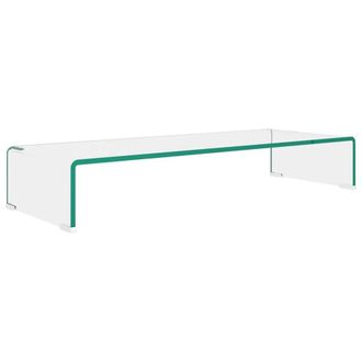 Berkfield Home TV Stand/Monitor Riser Glass Clear 80x30x13 cm | Size: 80 x 30 x 13 cm