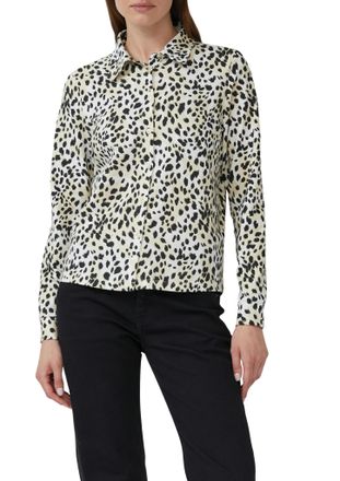 s.Oliver Hemdbluse S.OLIVER, Damen, Gr. 34, weiss (sanftes wei&szlig; leo), Jersey, Obermaterial: 95% Baumwolle, 5% Elasthan, bedruckt, regular fit taillenbedeckt, o