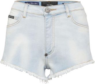 Philipp Plein Korte Broeken, Dames, Blauw, W28, Denim, Denim Shorts