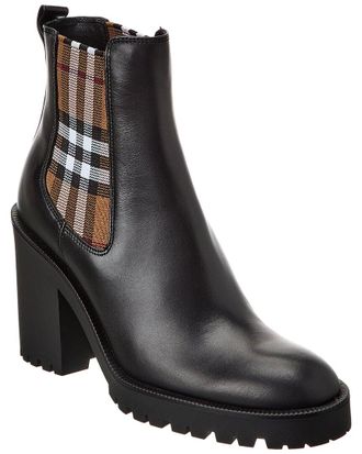 Burberry Dnu Pack Burberry Check Panel Leather Bootie