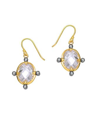 Genevive 14K Gold Over Silver Cz Earrings