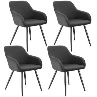 TecTake Dining Chair Marilyn Set Of 4 - Anthracite/Black in Dark Grey | Size: 4 Pack