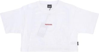 PROPAGANDA Witte Crop Tee met Geborduurd Logo - Dames - T-shirts - Wit - XS - Katoen - Tops