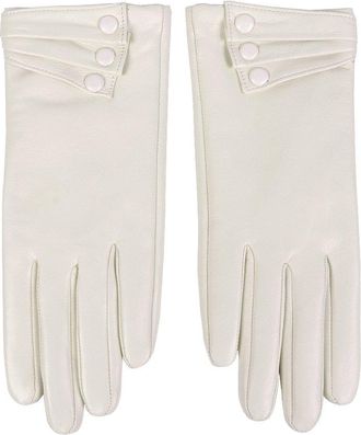 Nappaglo Women Nappa Leather Gloves Warm Lining Winter Button Decoration Imported Leather Lambskin Driving Gloves (Non-Touchscreen)