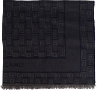 Ferragamo Sjaal met monogram - Heren - Sjaals - Blauw - ONE Size - Katoen - Accessoires
