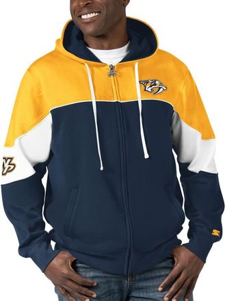 Starter Mens Starter Navy/Gold Nashville Predators Power Forward Full-Zip Hoodie at Nordstrom, Size Medium