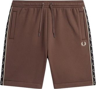 Fred Perry Mens Fred Perry Maroon Taped Brick Brown Sweat Shorts - Size: 33/32/32