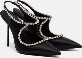 PARIS TEXAS Lidia 105 embellished satin slingback pumps