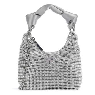 Guess Mini handtas Lua Strass - Dames - Tassen - Grijs - Maat: ONE Size Satijn