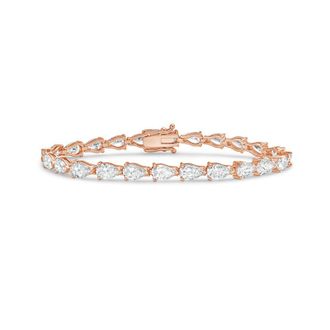 Diana M. Jewels 14kt Rose Gold 10cts Lab Grown Pear Diamond East-West Tennis Bracelet