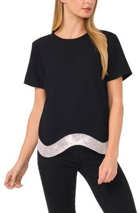 CeCe by Cynthia Steffe Embellished Hem Crepe Top in Rich Black at Nordstrom Rack, Size Xx-Small