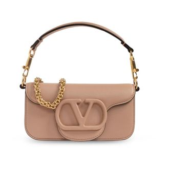 Valentino Garavani Tassen, Dames, Roze, ONE Size, Leer, Leren Tas Met Logo