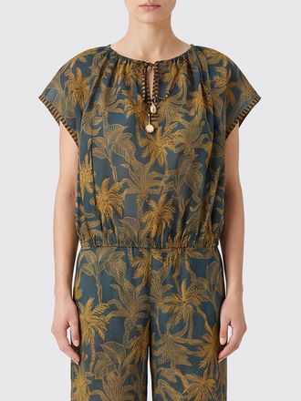 Eres Blusa in cotone con stampa tropicale e dettagli con perline