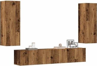 vidaXL Vidaxl - Muebles De Tv De Pared 4 Uds Madera Vieja Madera De Ingenier&iacute;a