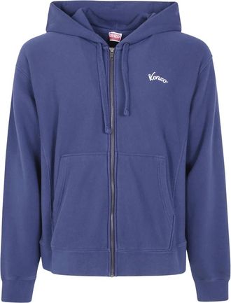 Kenzo Eiffeltoren Design Klassieke Rits Hoodie - Heren - Vesten met rits - Blauw - M - Katoen - Hoodies & sweatvesten