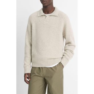 Vince Cashmere Donegal Johnny Collar Sweater in Cahuenga Khaki at Nordstrom Rack, Size Large