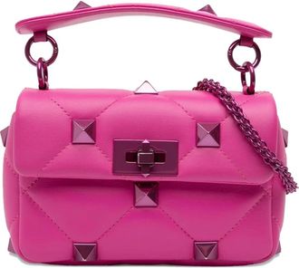 Valentino Garavani Borsa a tracolla Nappa Lacquer Monochrome Roman Stud piccola 2021-2025 - Rosa