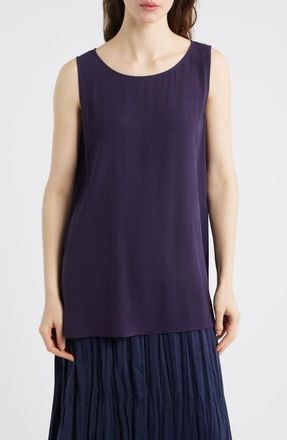 Eileen Fisher Sleeveless Silk Tunic Top in Aubergine at Nordstrom, Size X-Small