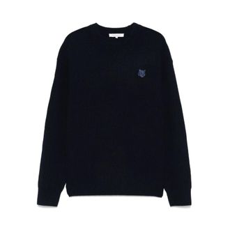 Maison Kitsun&eacute; Truien & Vesten, Heren, Blauw, M, Wol, Fox Head Trui