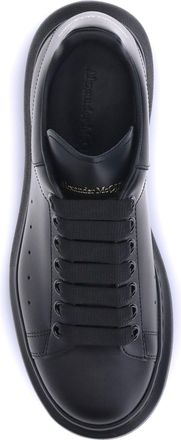 Alexander McQueen Mens Leather Sneakers Black Black-Black Trainers Black/black
