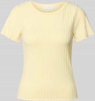 Rich & Royal T-Shirt aus Viskose-Mix mit Rundhalsausschnitt in Hellgelb, Gr&ouml;&szlig;e XS